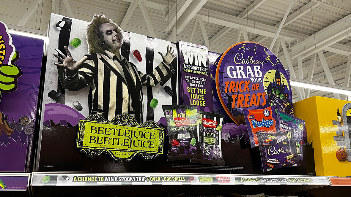 BeetleJuice in store Cadbury's sign