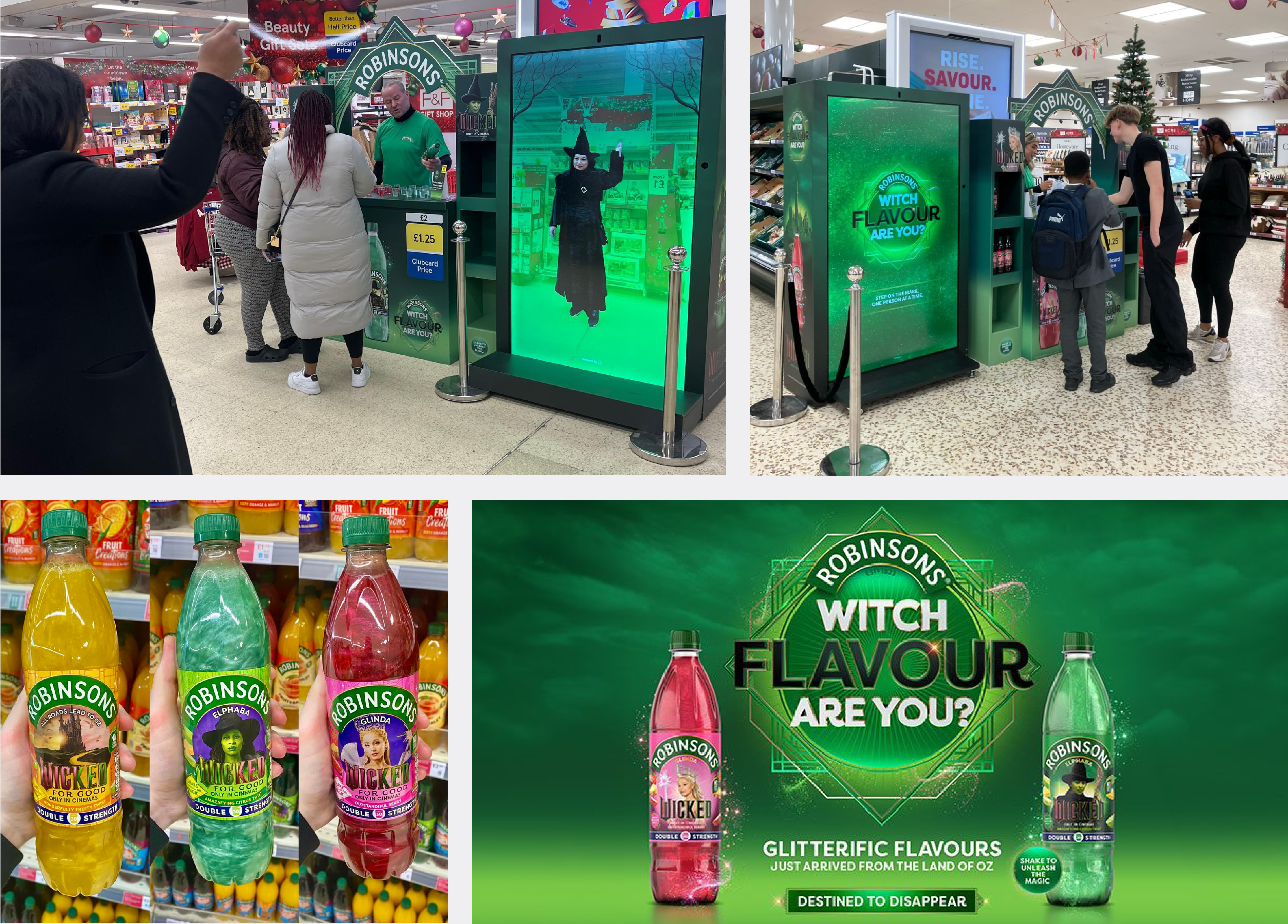 robinsons and wicked movie partnership activating in store with limited edition glittery products and an AR mirror