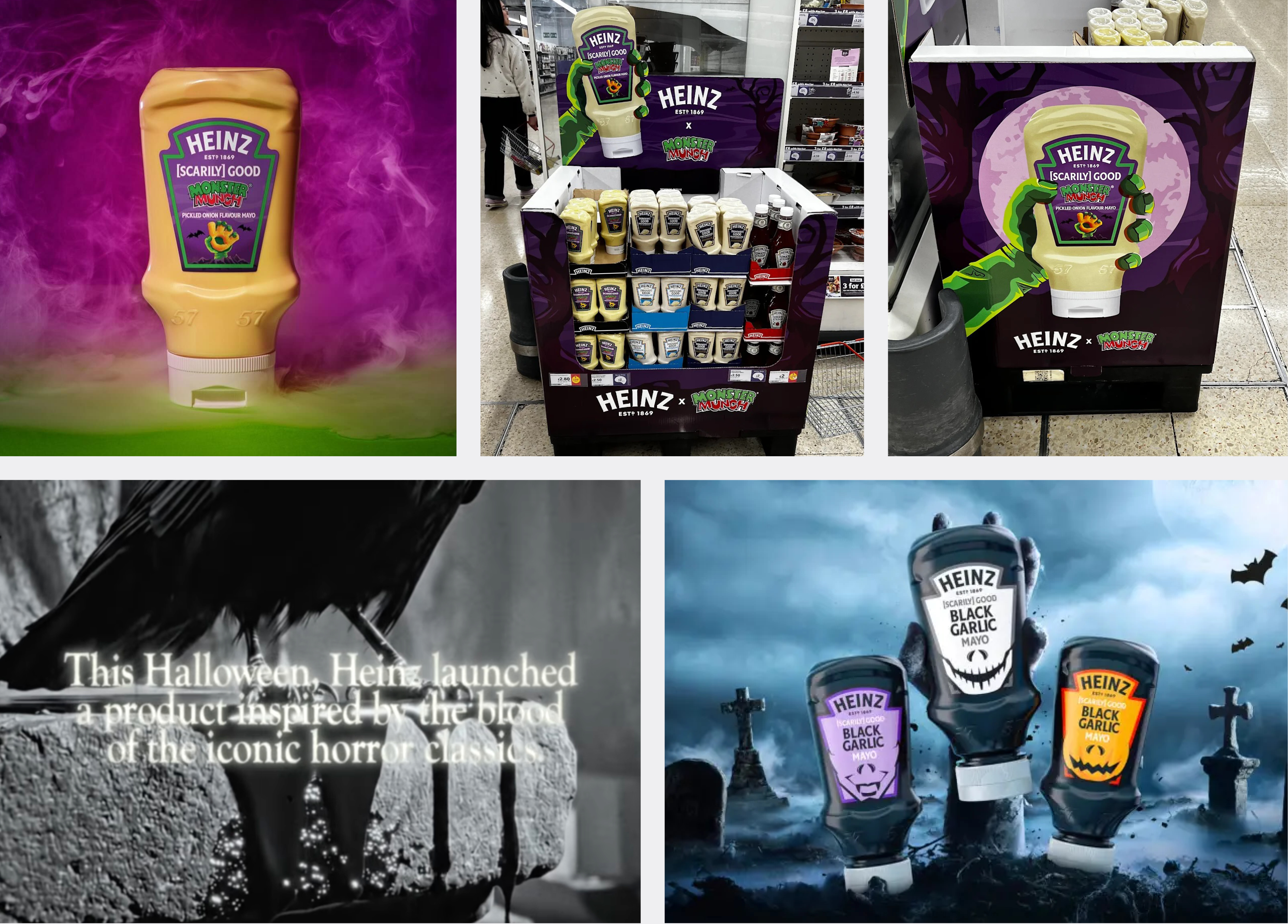 heinz limited edition halloween products - monster munch mayo and black garlic mayo