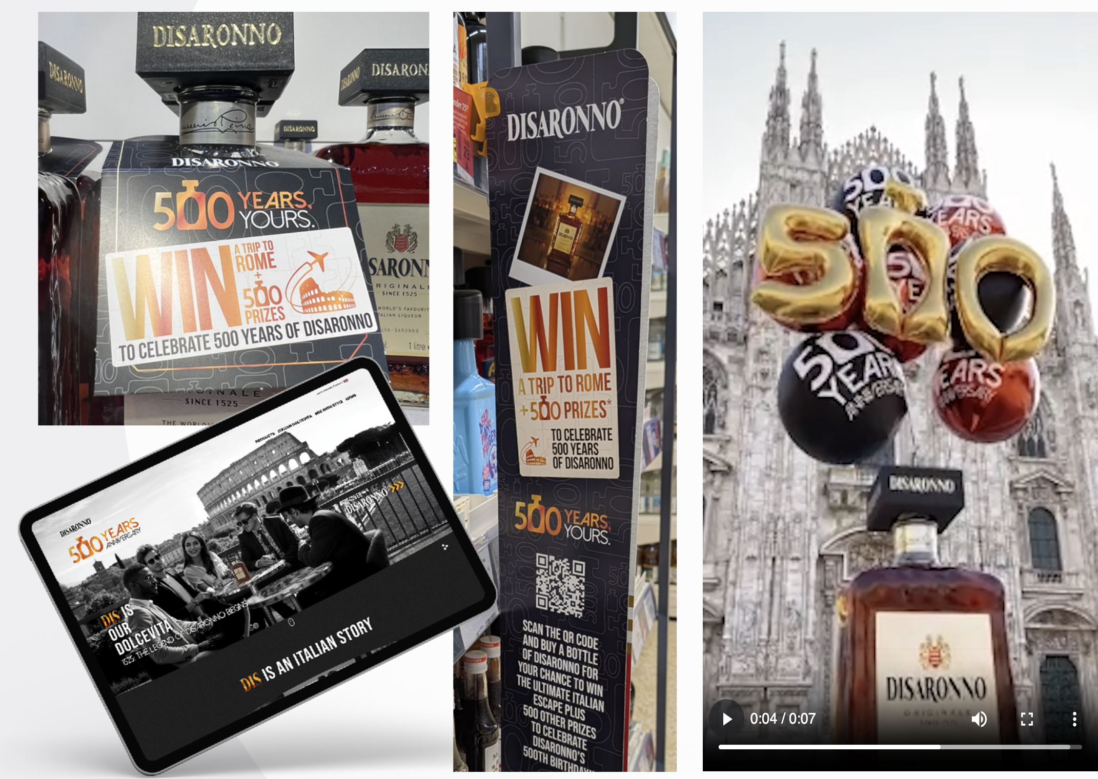 Disaronno 500 years celebration promotion - win a trip to rome