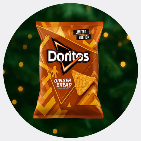 doritos limited edition gingerbread flavour pack design