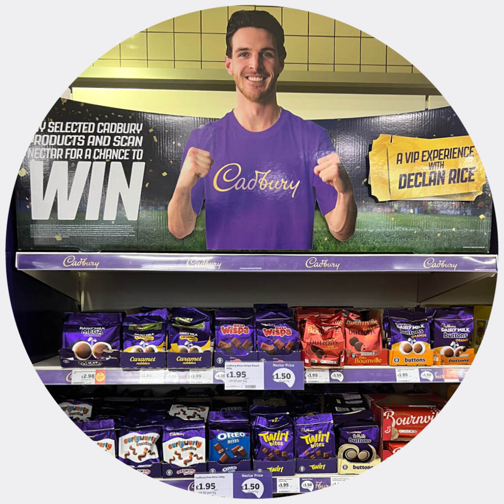 declan rice and cadburys promotion in store