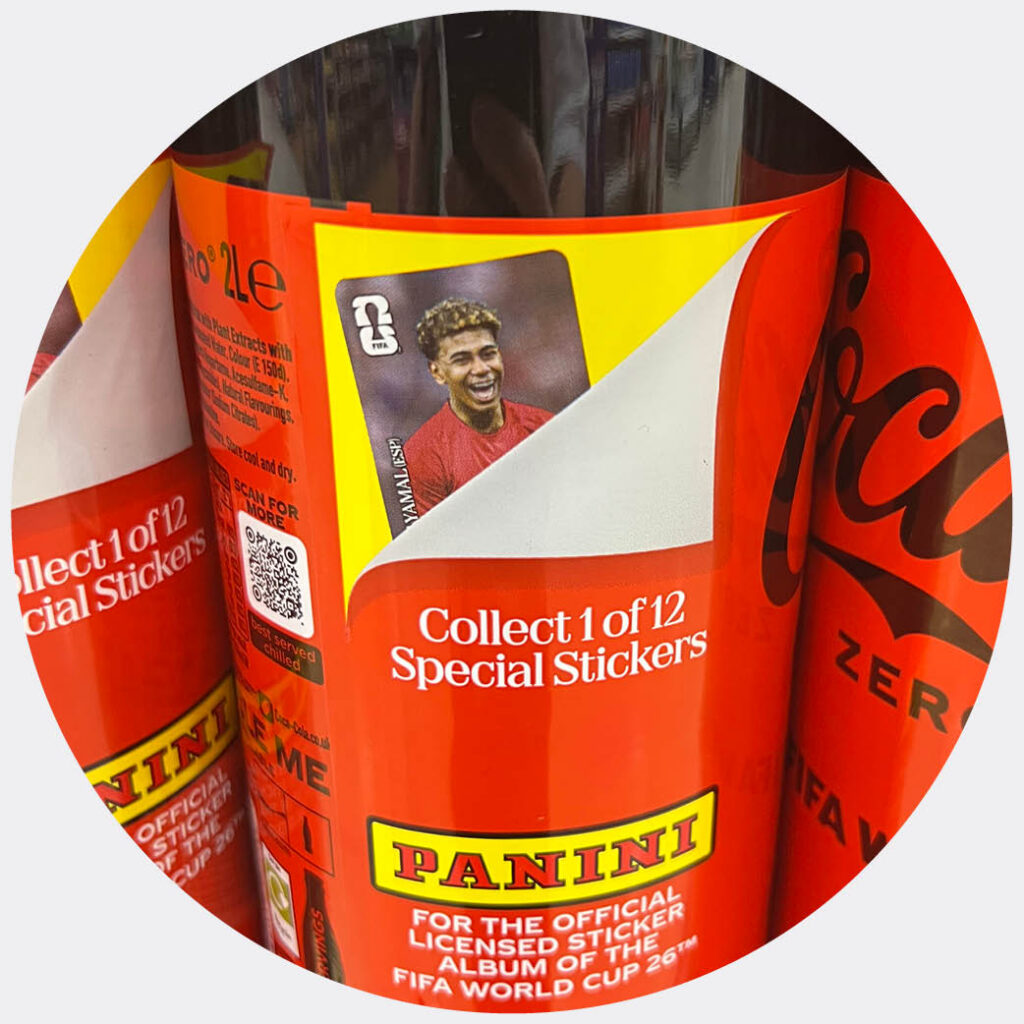 Coke and pagani peel to win football stickers