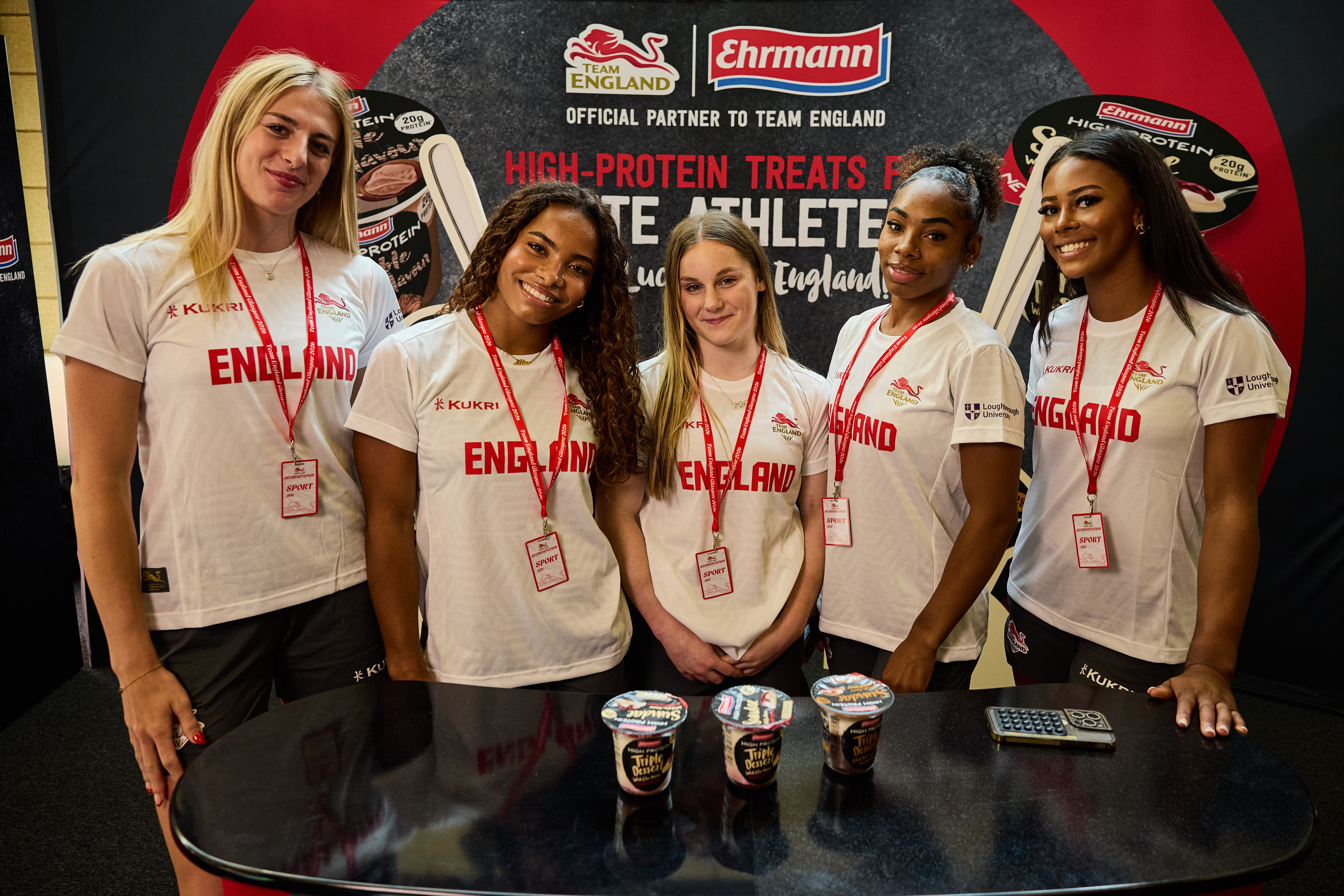 team england athletes at ehrmann stand kitting out event