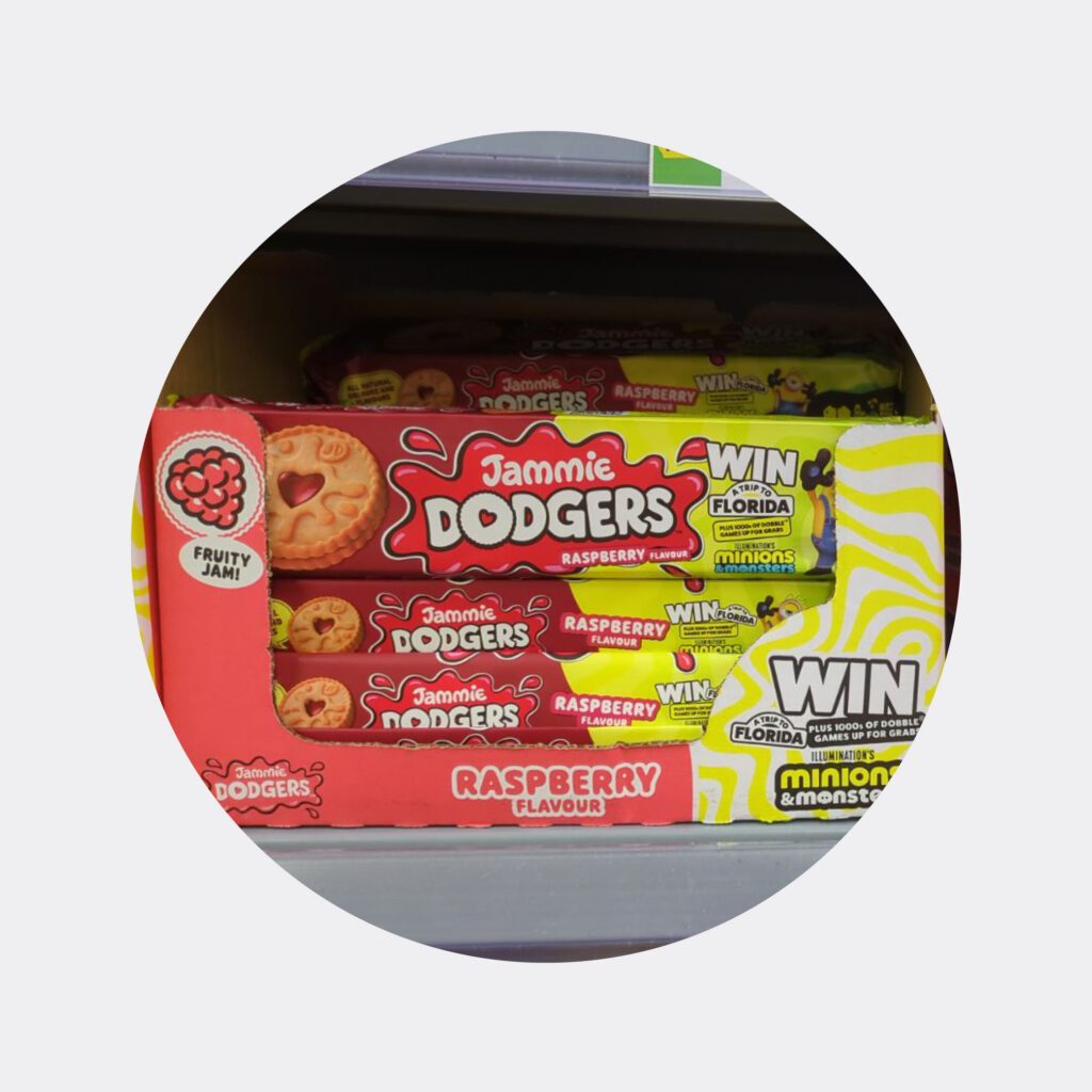 jammy dodgers on pack promotion, win a trip to florida with minions and monsters movie