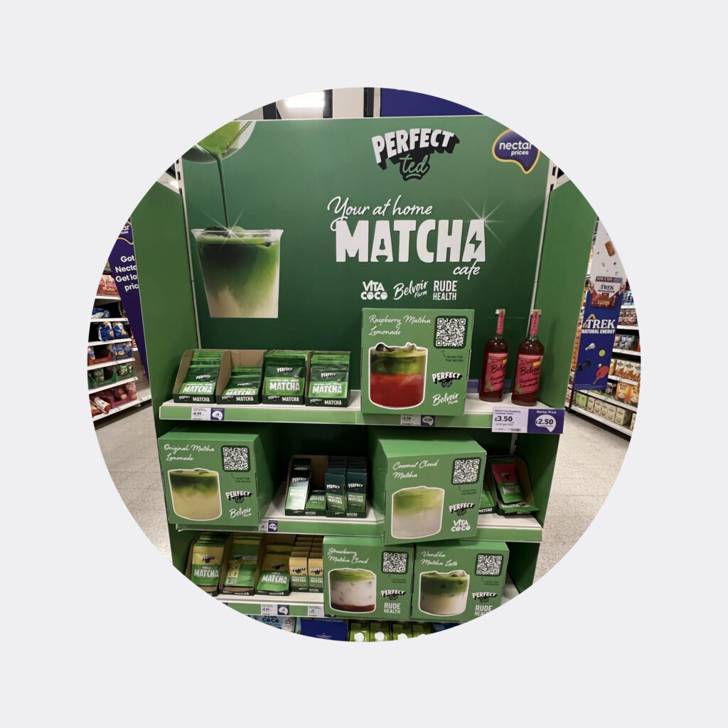 Match end of aisle display with brands for different serves