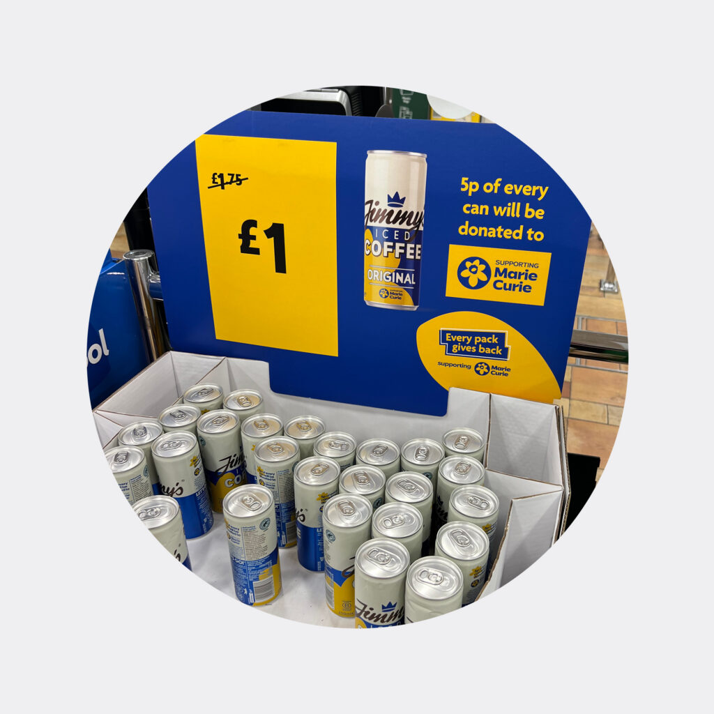 jimmy coffee and marie curie limited edition can for charity in store